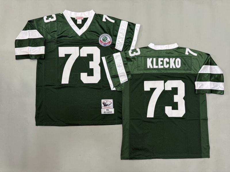 Men 2025 New York Jets #73 Klecko green Throwback Limited NFL Jersey style 001-0